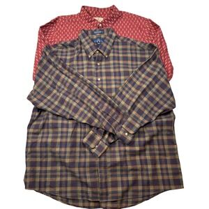 Enro‎ Plaid & American Eagle Ikat Button Down Shirts Bundle Mens XXL 2pk